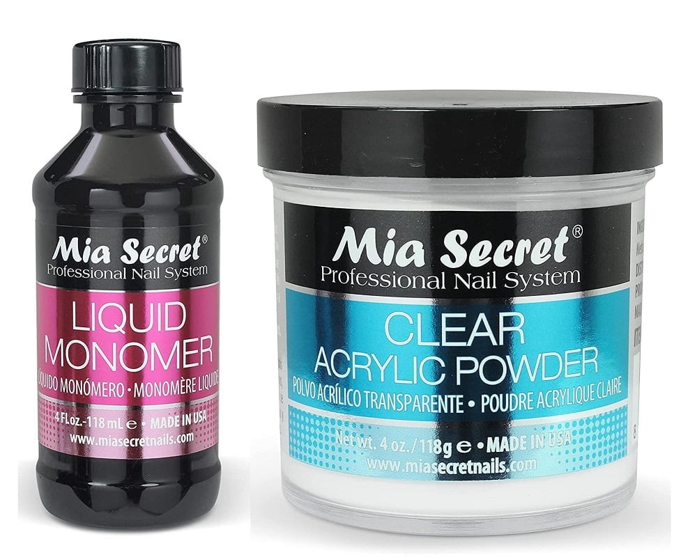 Mia Secret Liquid Monomer 4 oz and CLEAR Powder 4 oz