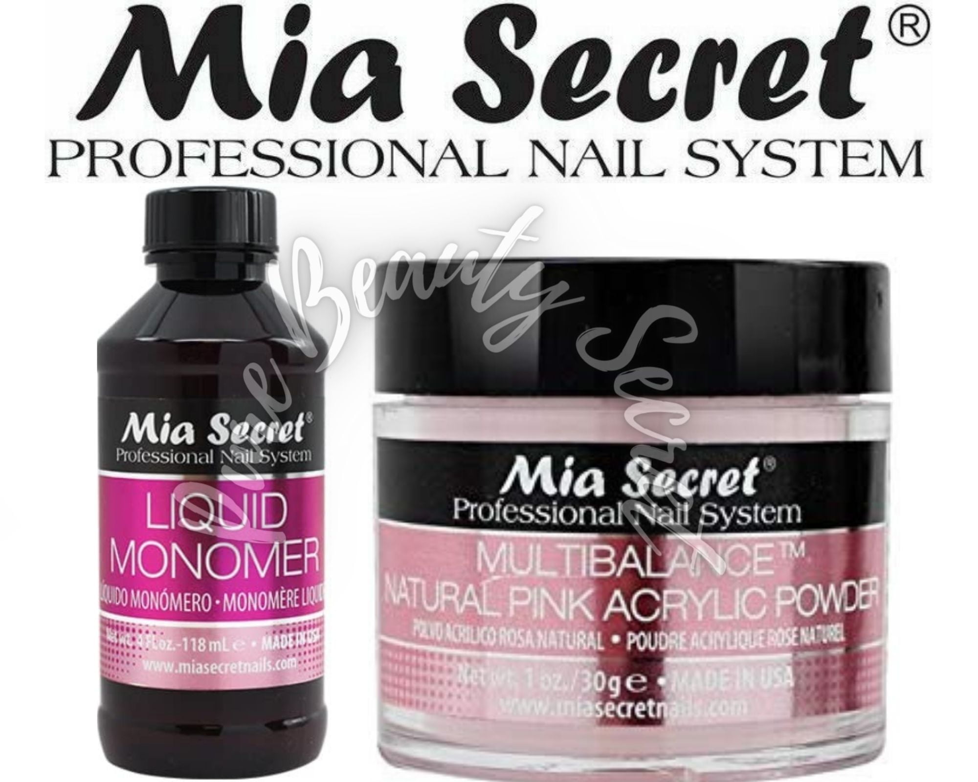 Mia Secret Liquid Monomer 4 oz and NATURAL PINK Powder 1 oz