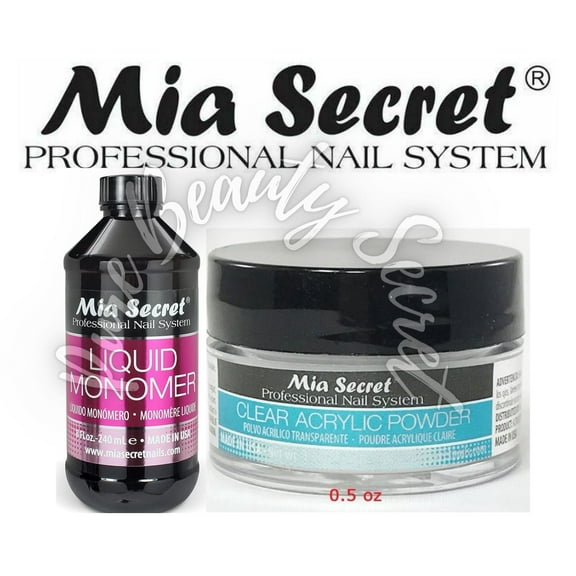 Mia Secret Liquid Monomer 8 oz and CLEAR Powder 0.5 oz