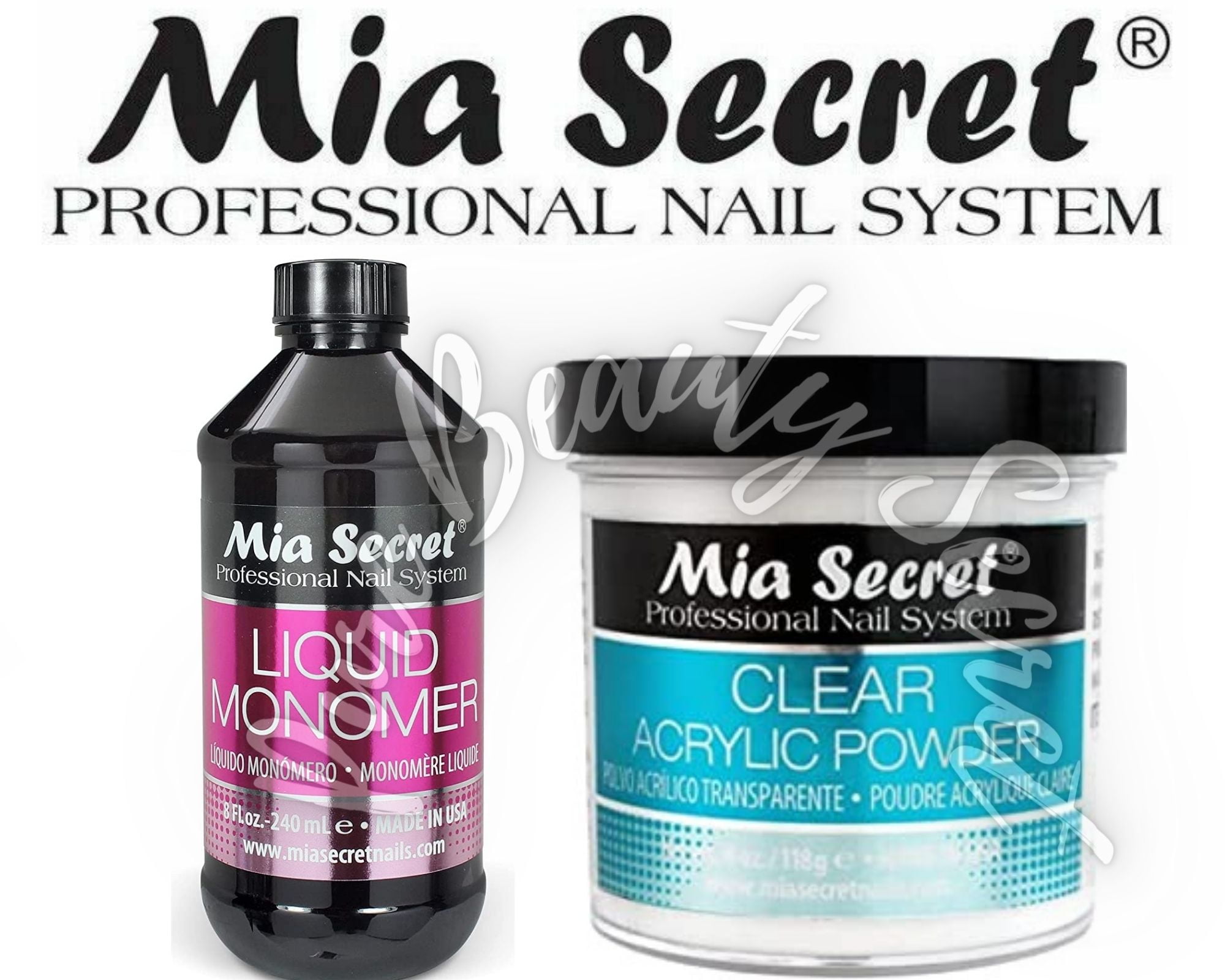 Mia Secret Liquid Monomer 8 oz and CLEAR Powder 4 oz