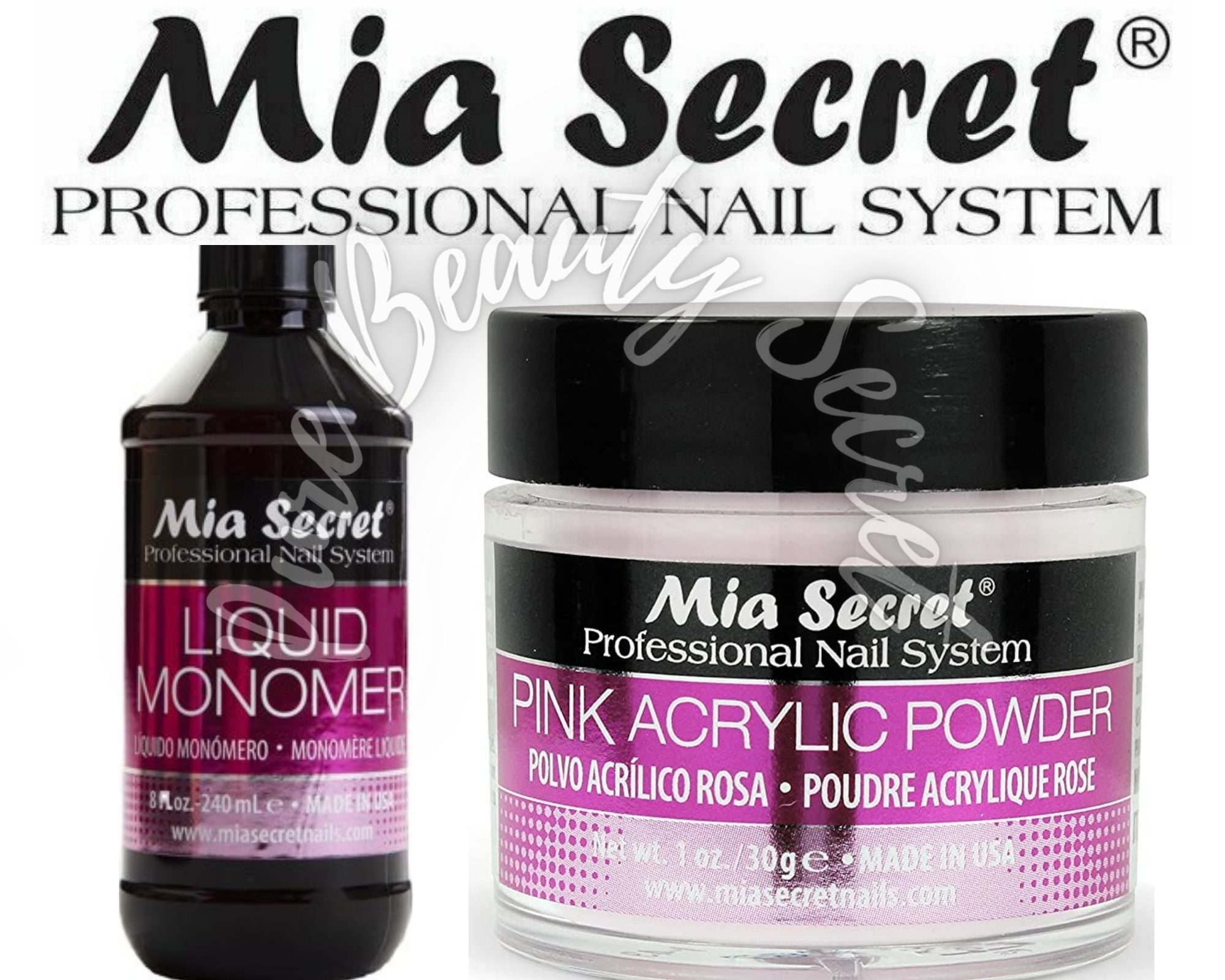 Mia Secret Liquid Monomer 8 oz and PINK Powder 1 oz