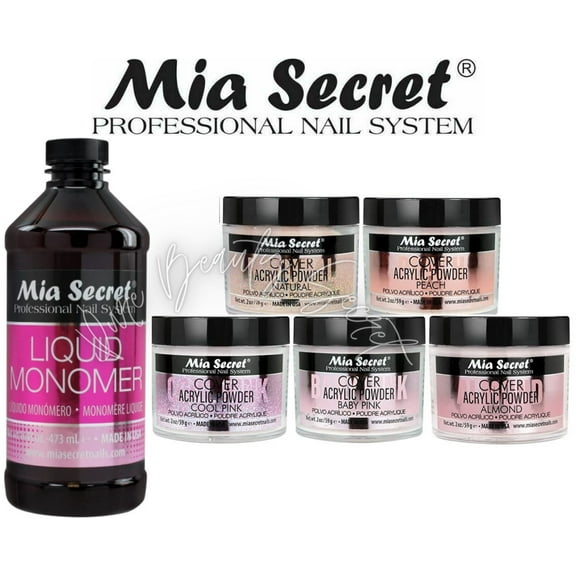 Mia Secret - Monomer 16 oz + COVER (Baby/Cool/Natural/Peach/Almond) - 2oz; 6pc