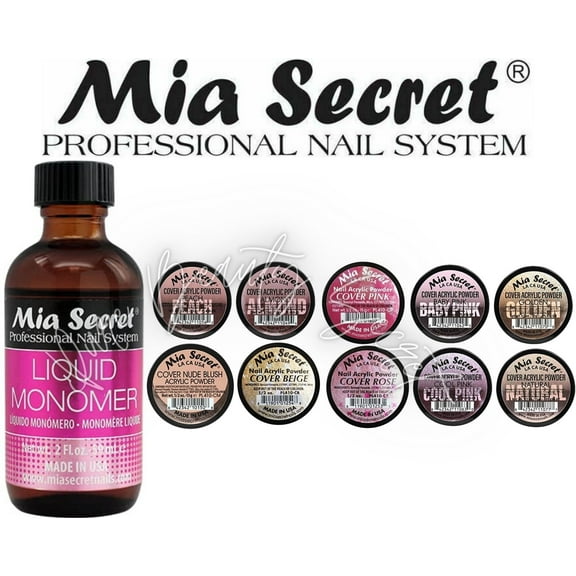 Mia Secret - Monomer 2 oz + COVER Powder - 0.5 oz; ALL 10 Colors