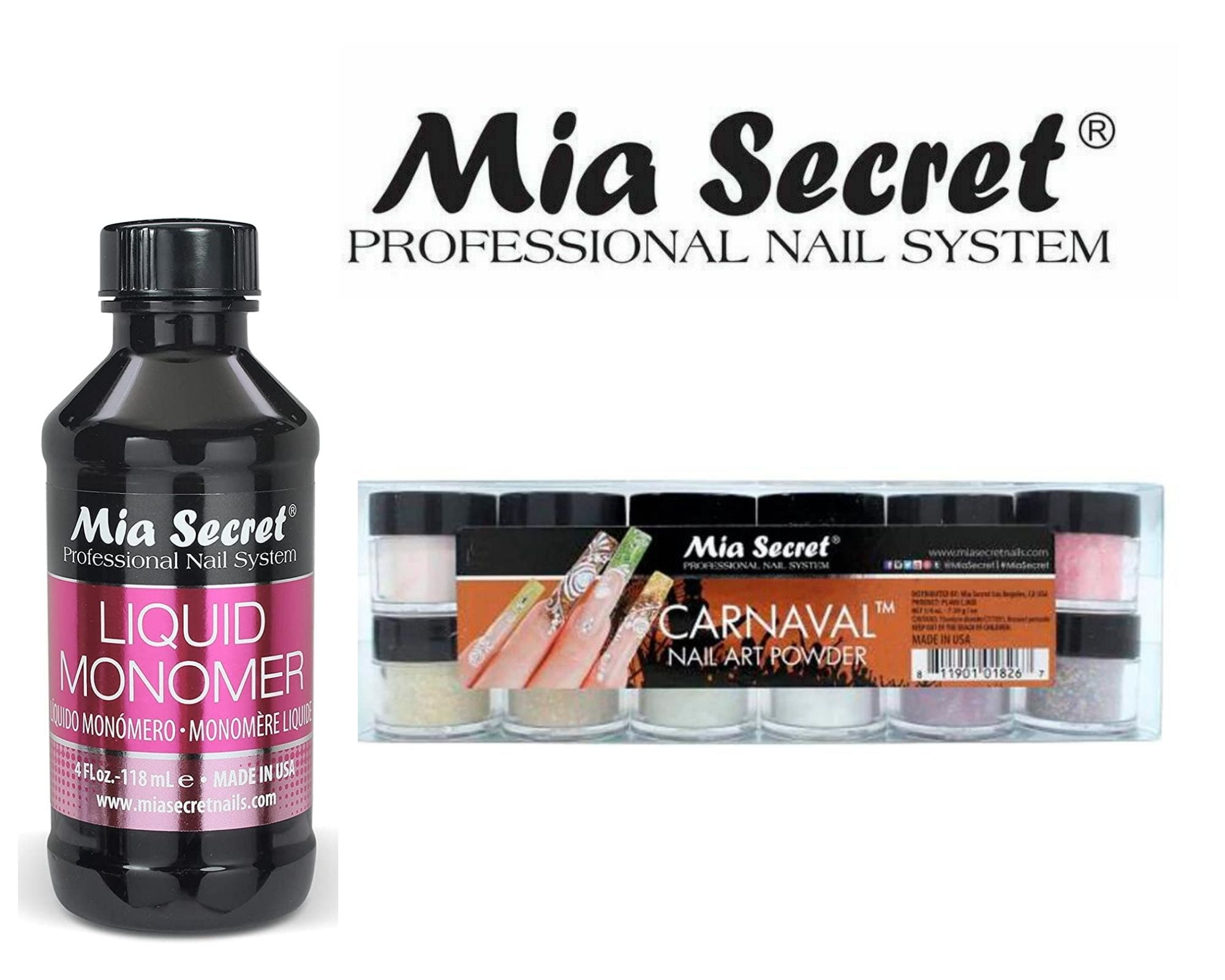 Mia Secret - Monomer 4 oz + Carnaval 12 Colors Set