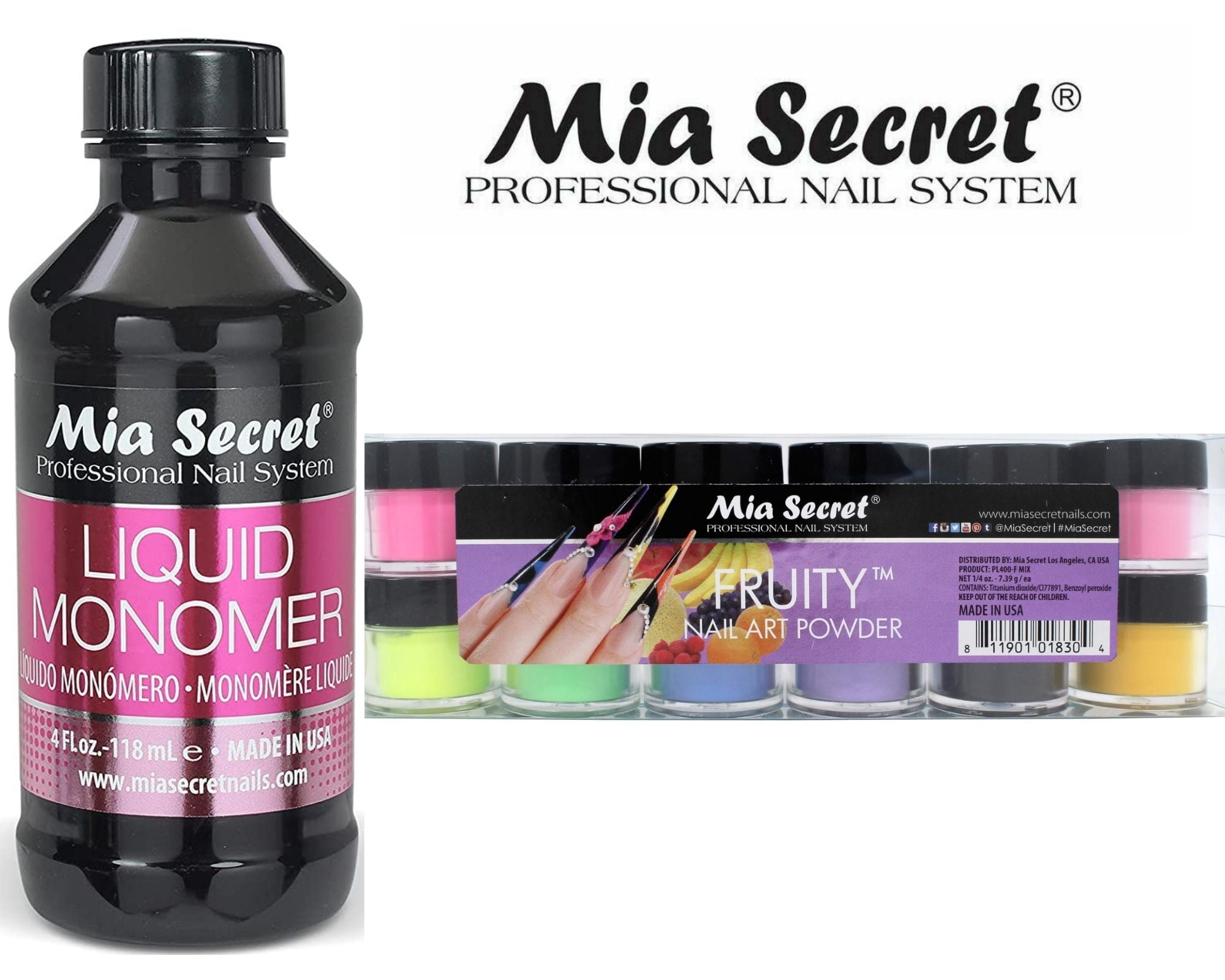 Mia Secret - Monomer 4 oz + Fruity 12 Colors Set