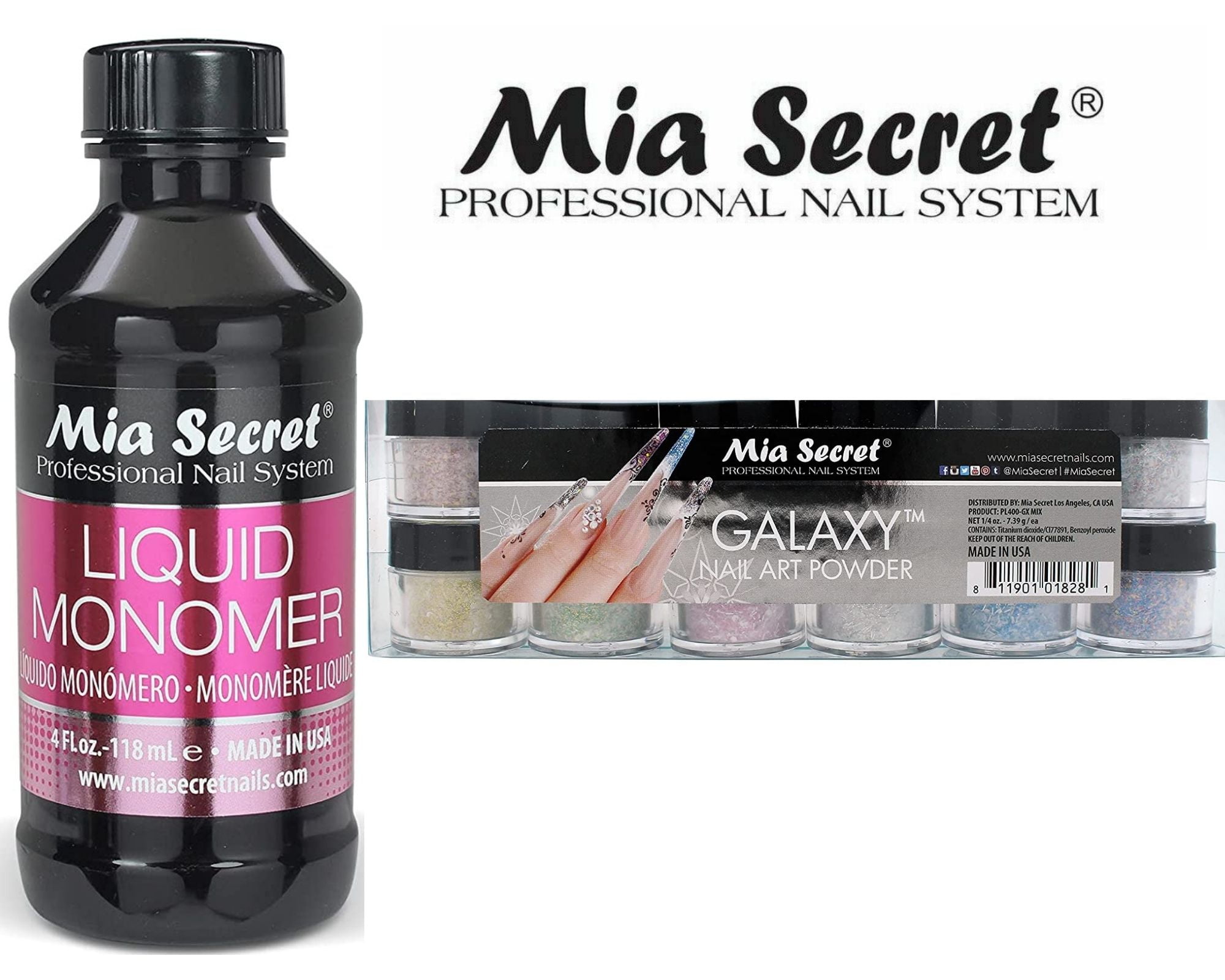 Mia Secret - Monomer 4 oz + Galaxy 12 Colors Set