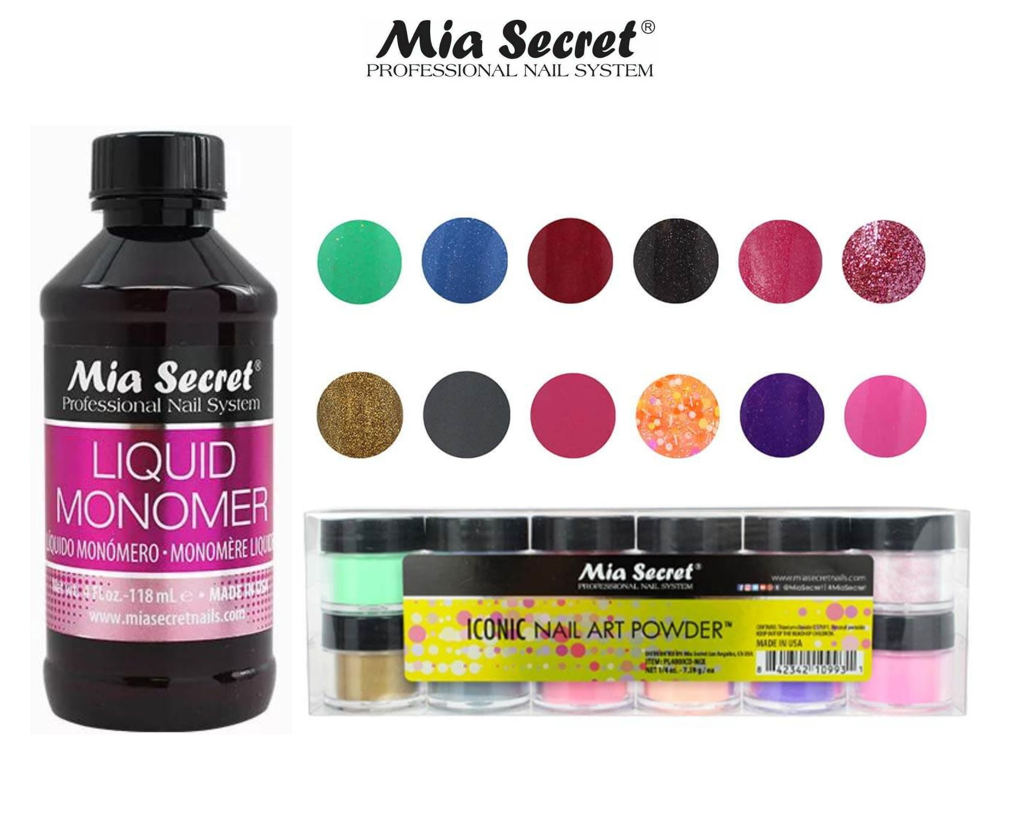 Mia Secret - Monomer 4 oz + Iconic 12 Colors Set