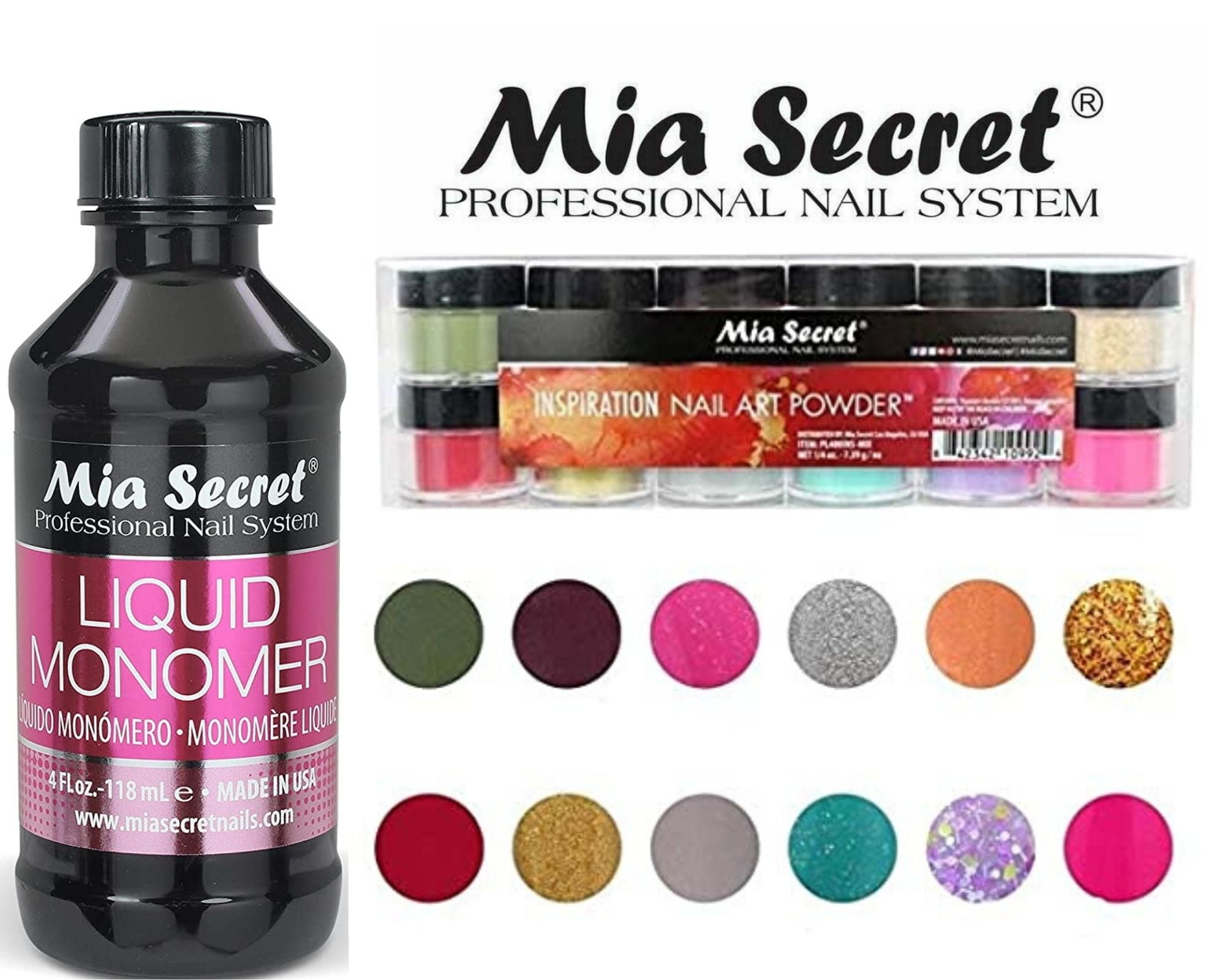 Mia Secret - Monomer 4 oz + Inspiration 12 Colors Set