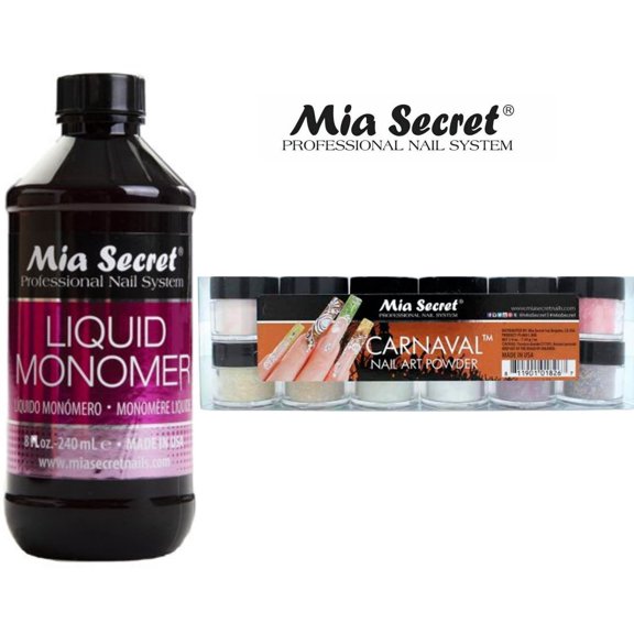 Mia Secret - Monomer 8 oz + Carnaval 12 Colors Set