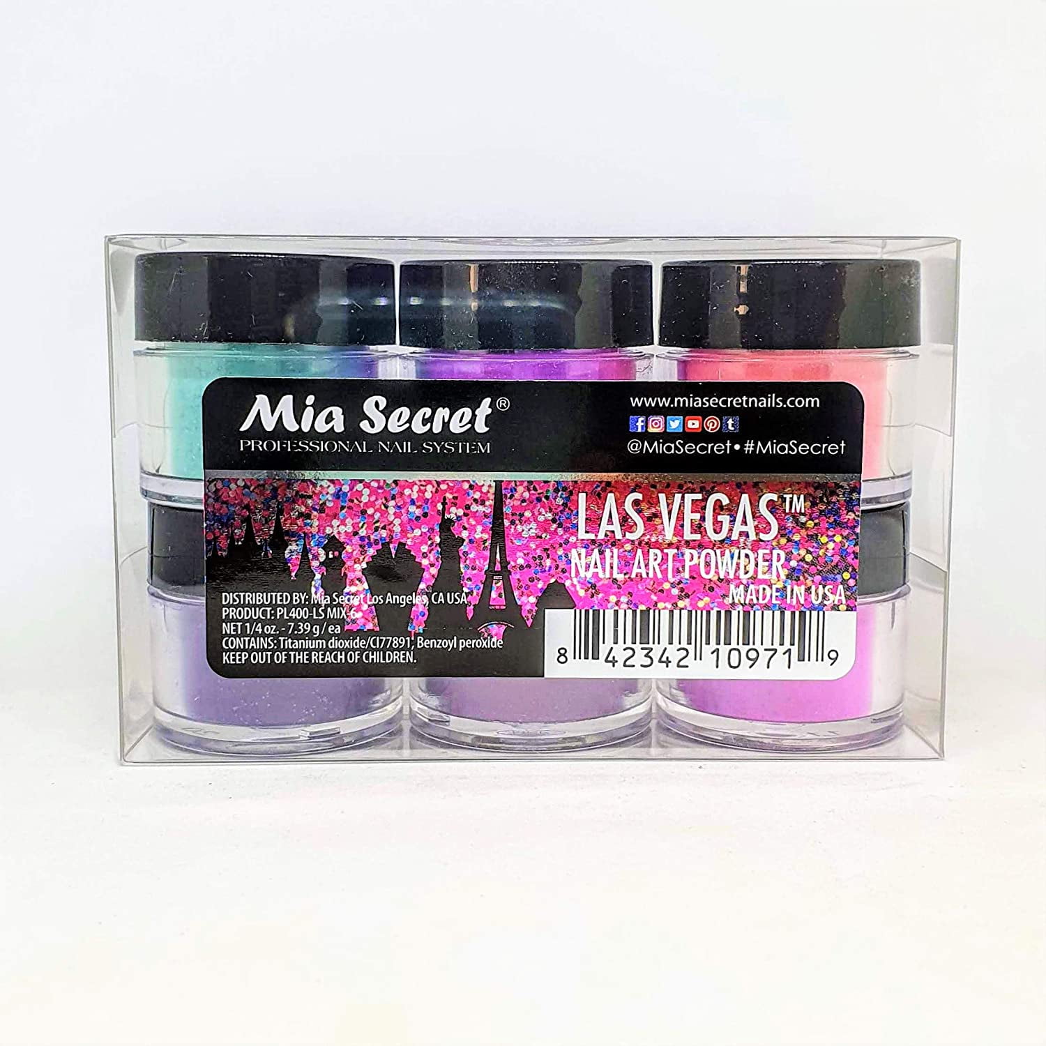 Mia Secret Nail Art LAS Vegas Acrylic Powder 6 Piece