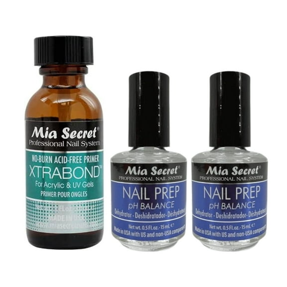Mia Secret Nail Prep 1/2 oz ( QTY 2 ) & Xtrabond Primer 1 oz