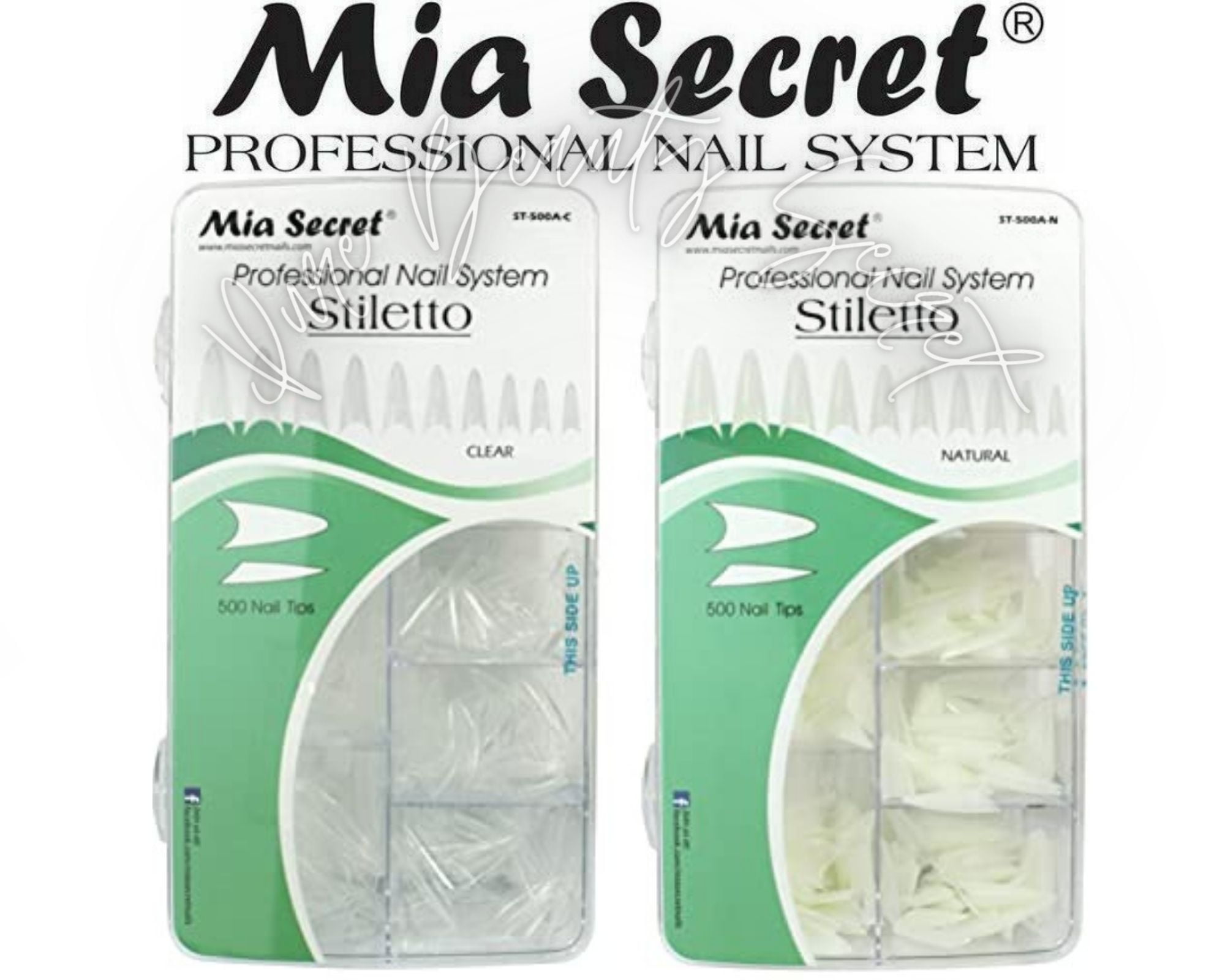 Mia Secret - Nail Tips - STILLETO - 500 - Natural & Clear