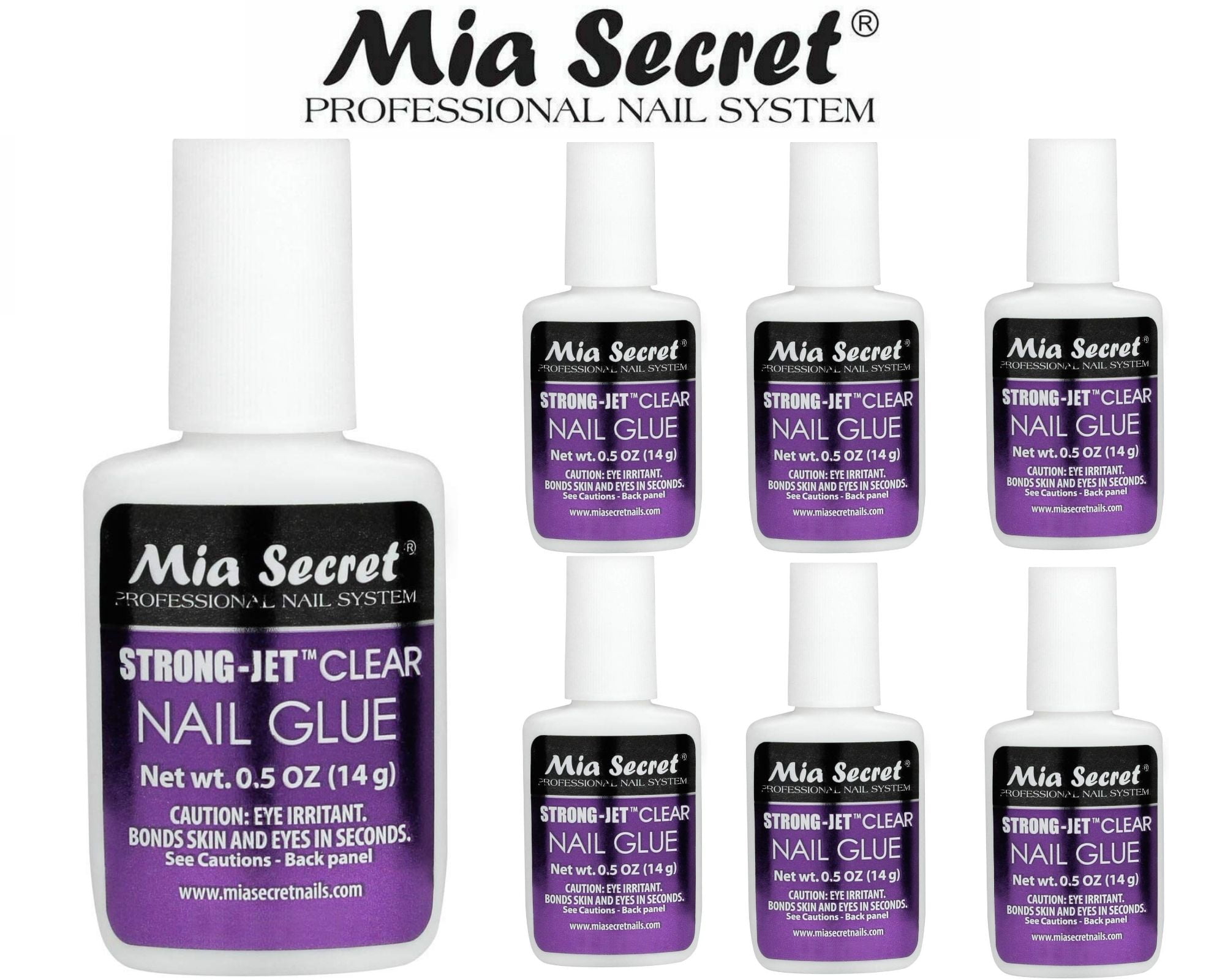 Mia Secret Strong-Jet Clear Nail Glue Brush-On Glue 1/2 oz (335) x 7