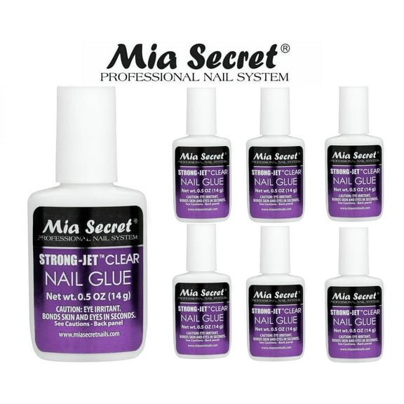Mia Secret Strong-Jet Clear Nail Glue Brush-On Glue 1/2 oz (335) x 7