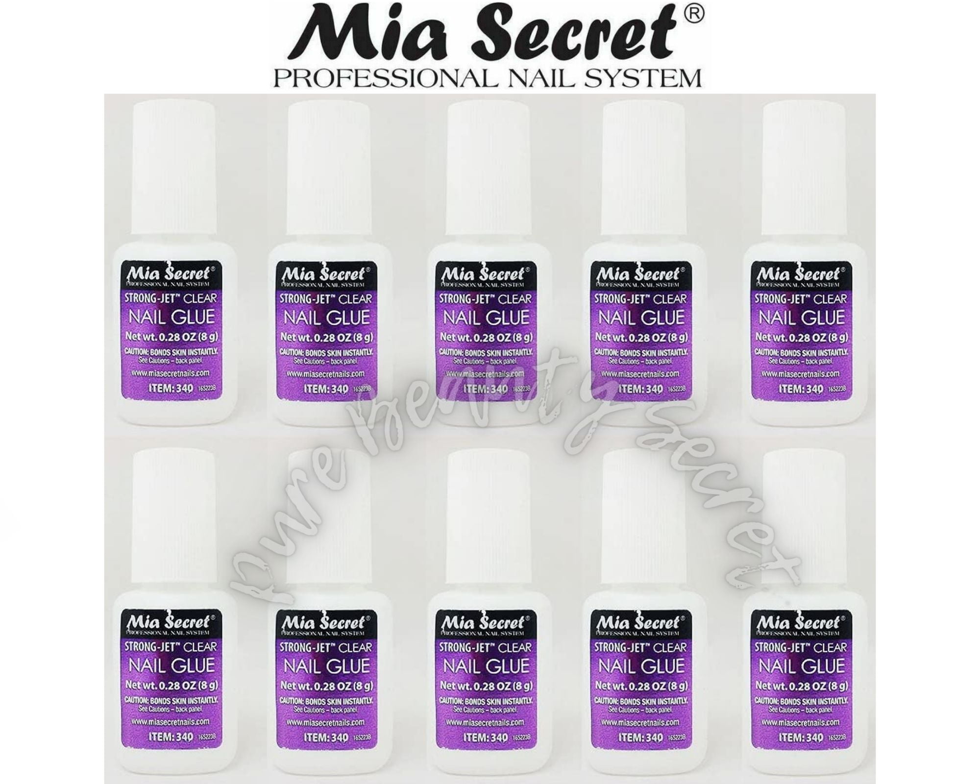 Mia Secret Strong-Jet Clear Nail Glue Brush-On Glue 8g (340) x 10