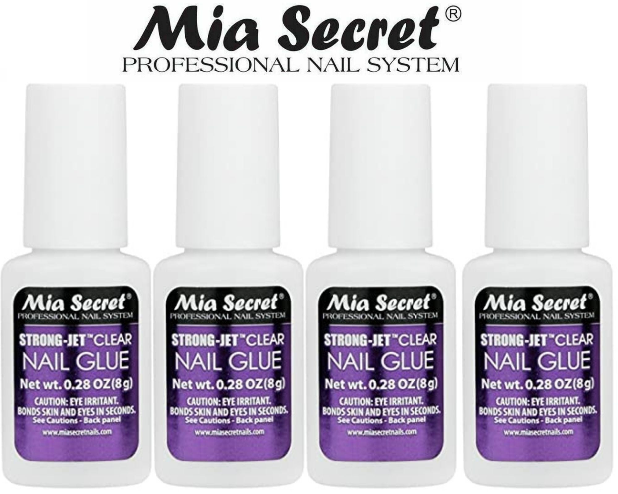 Mia Secret Strong-Jet Clear Nail Glue Brush-On Glue 8g (340) x 4