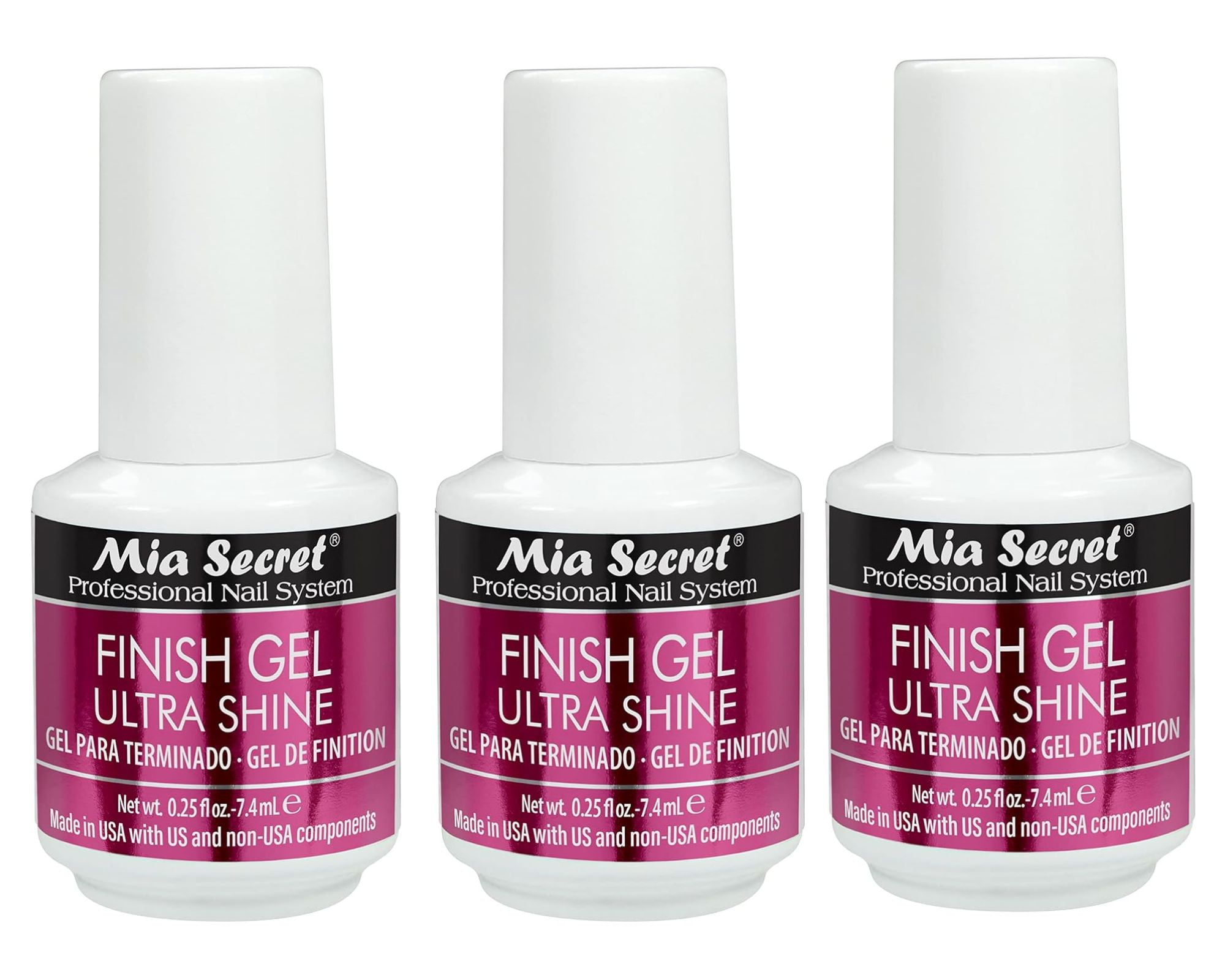 Mia Secret UV Finish Gel Ultra Shine 0.25 oz / 7.4ml (FG-01-M) - Pack of 3