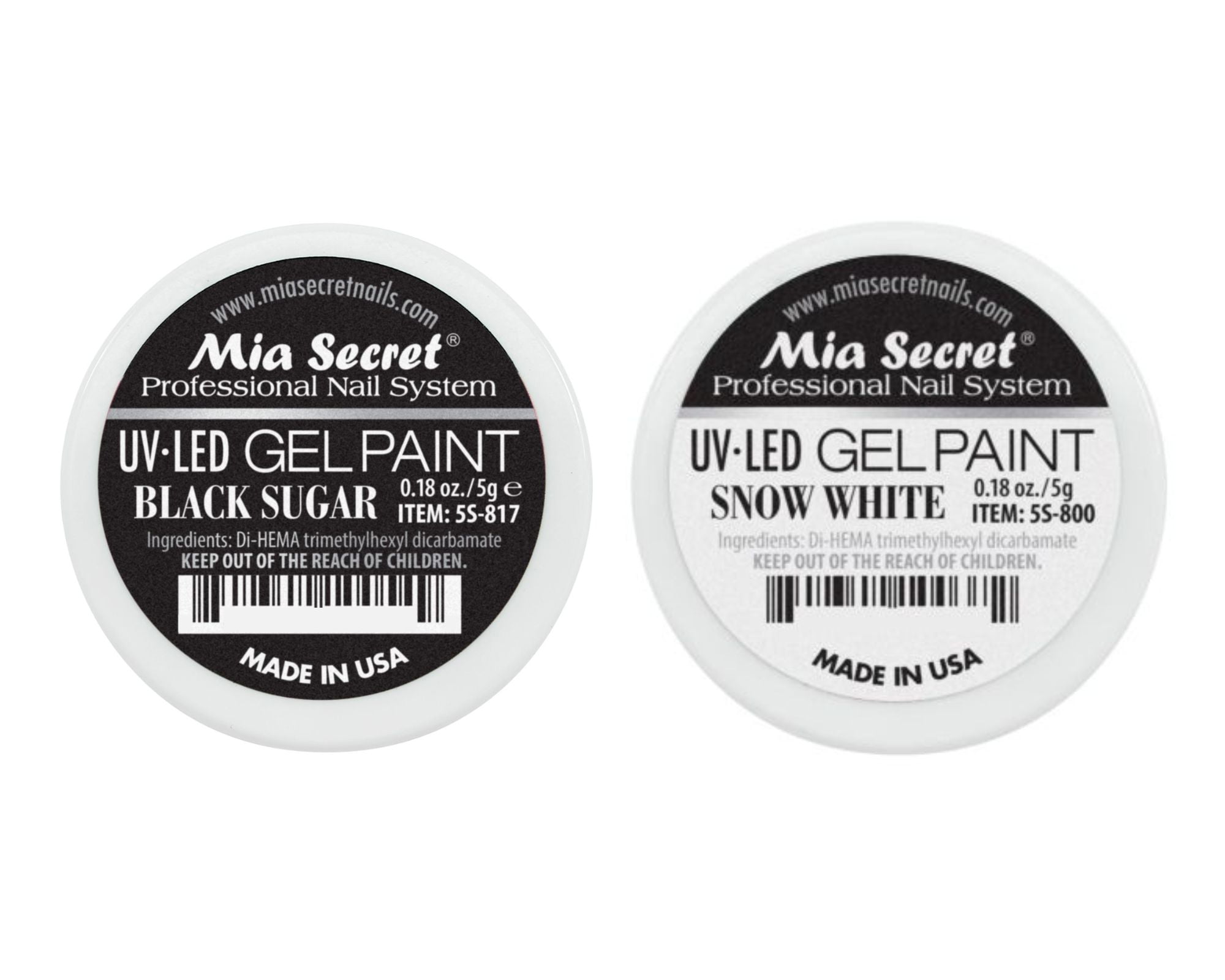 Mia Secret UV-LED Gel Paint - (5S-800) SNOW WHITE + (5S-817) BLACK SUGAR