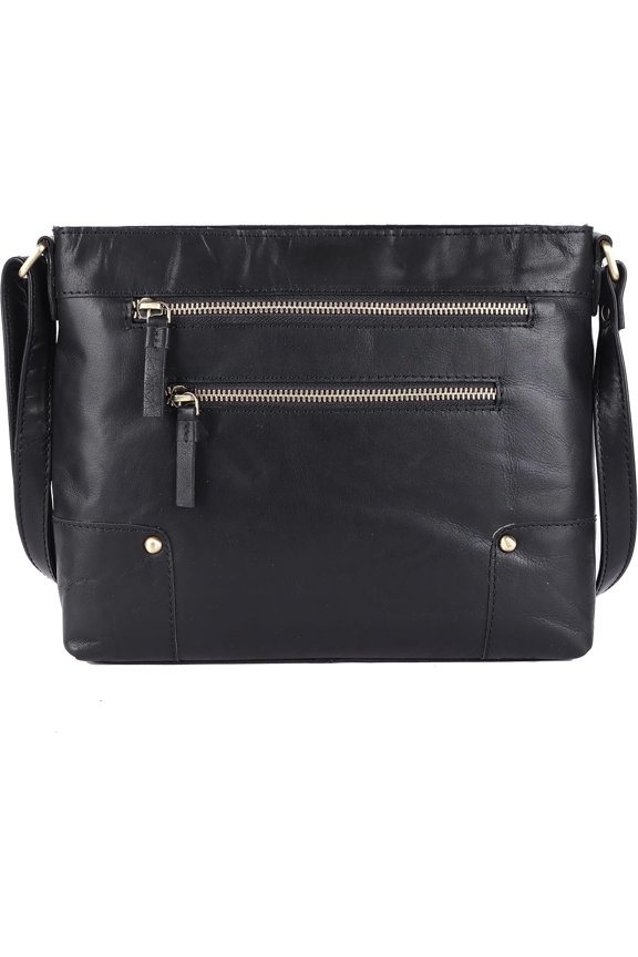 Mia Soft Real Leather Womens Crossbody Handbags and Purses-Triple Zip  Sling Crossover  Bag