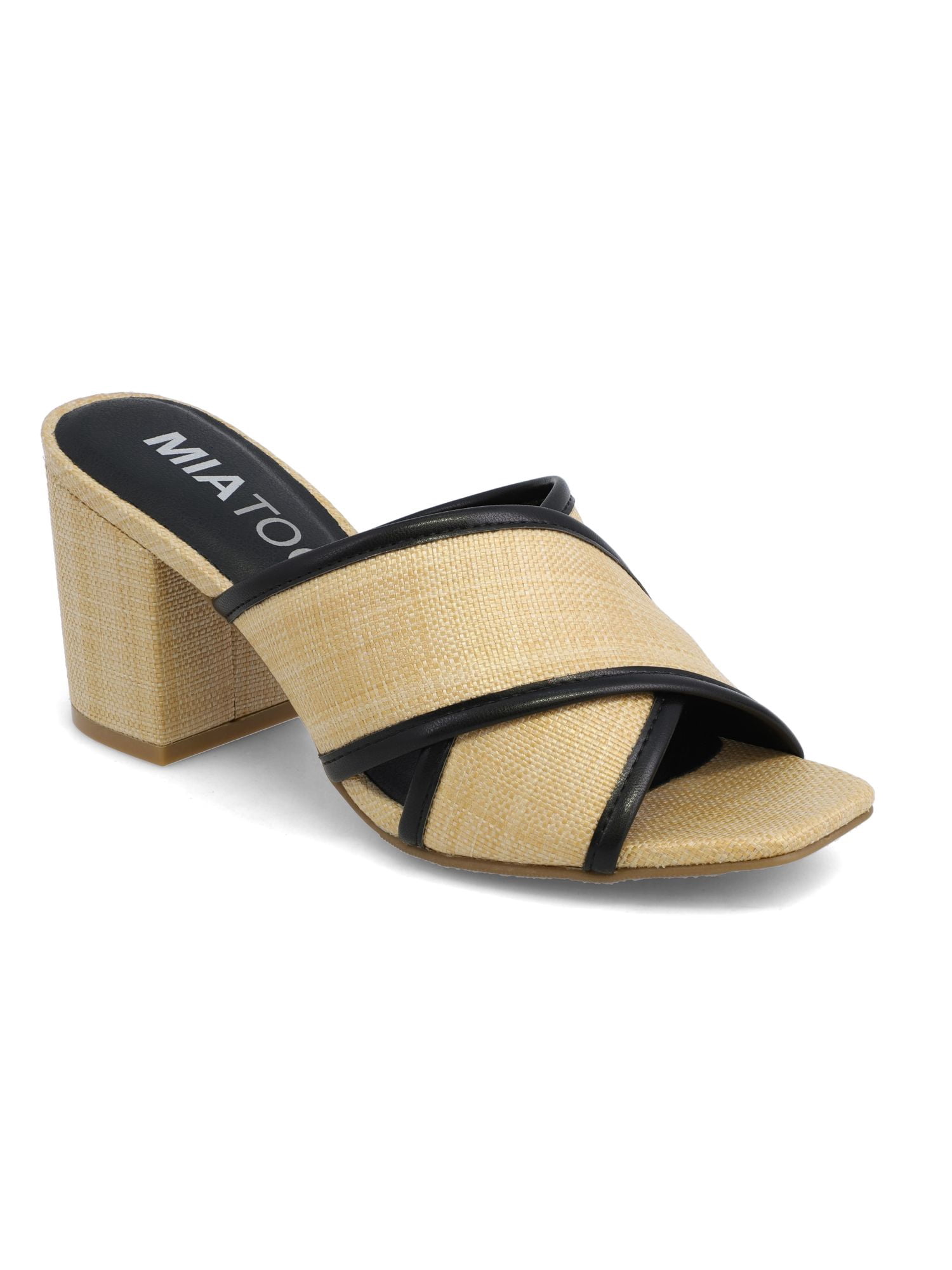 Mia Too Women's Slide Raffia Block Heel Sandal