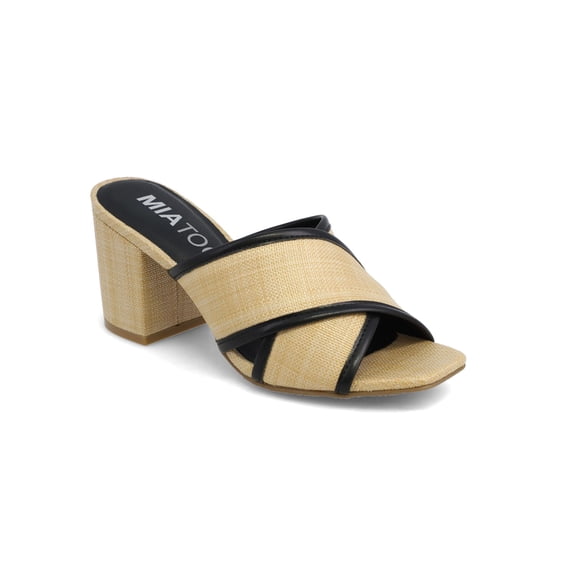 Mia Too Women's Slide Raffia Block Heel Sandal