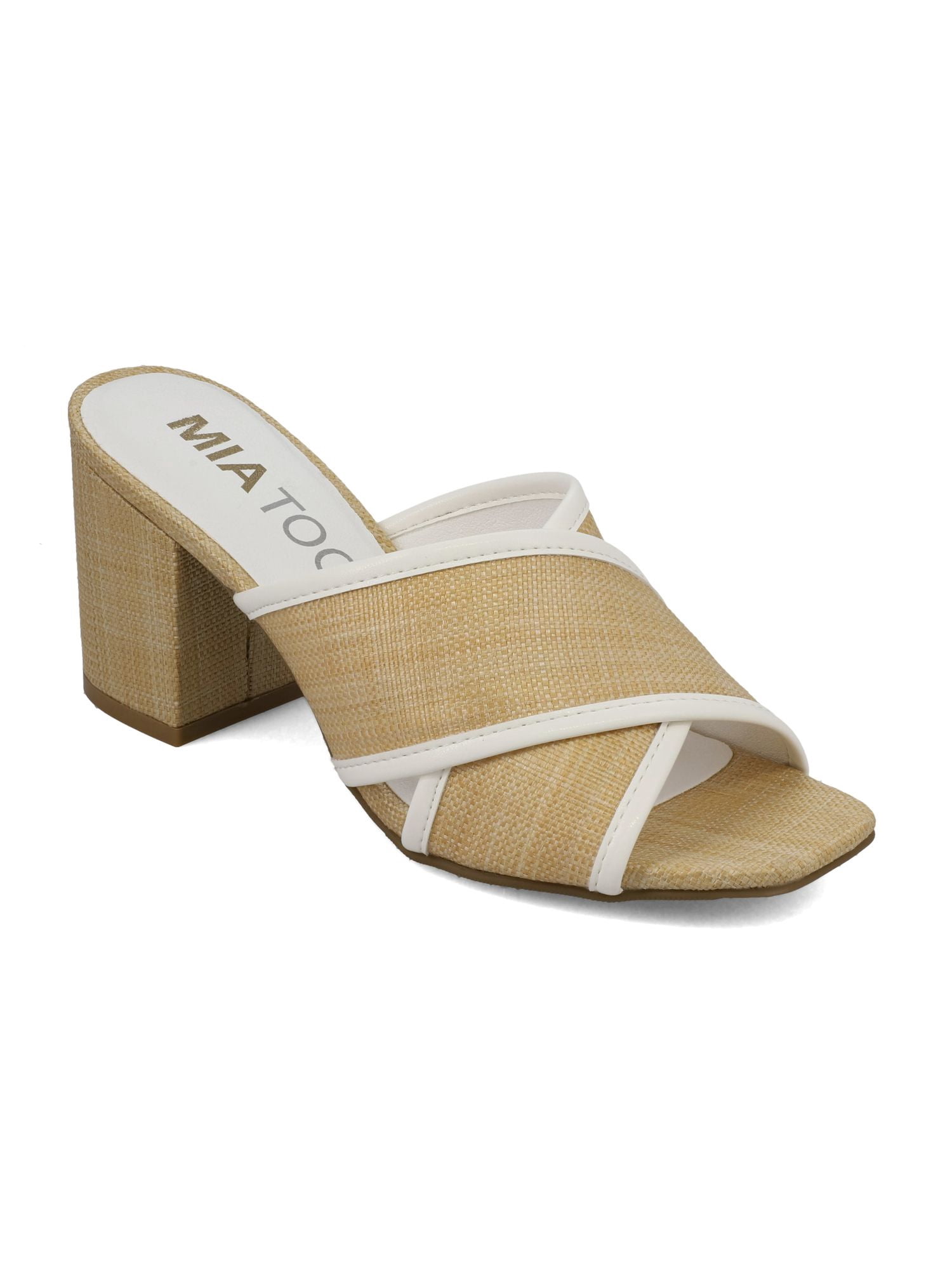 Mia Too Women's Slide Raffia Block Heel Sandal