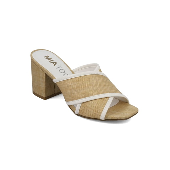 Mia Too Women's Slide Raffia Block Heel Sandal