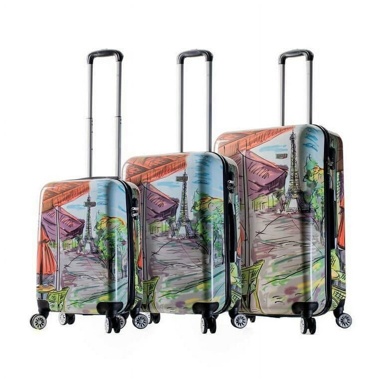 Mia Viaggi ITALY Eiffel Tower 3 piece Hardside Spinner Luggage Set Walmart