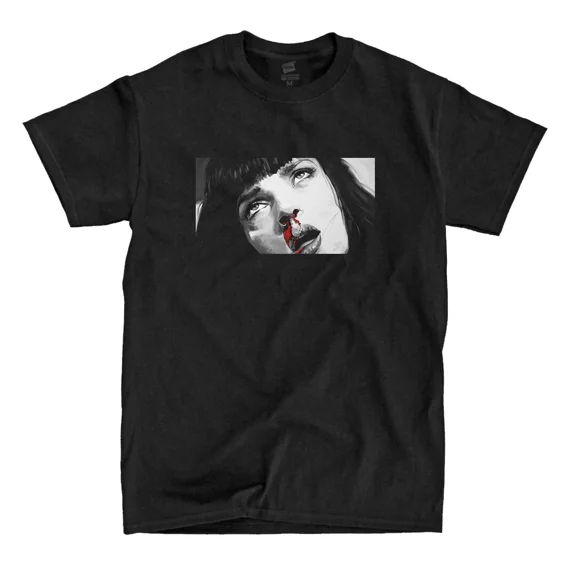 Mia Wallace Overdose Art - Black Shirt - Ships Fast! High Quality!