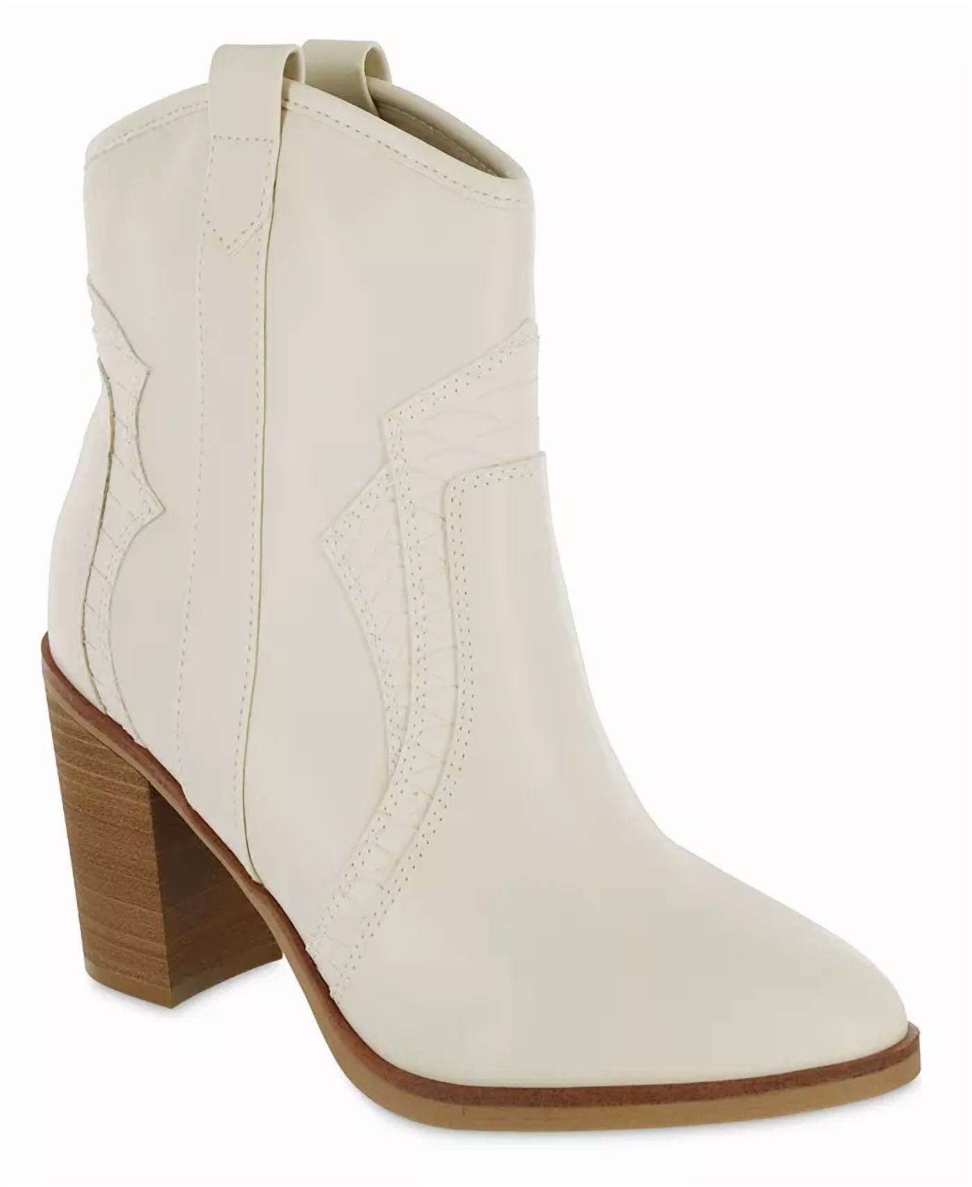 Mia Women's Dante Block Heel Cowboy Booties - Ivory 11M