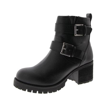 Mia Womens Jessi Buckle Faux Leather Ankle Boots