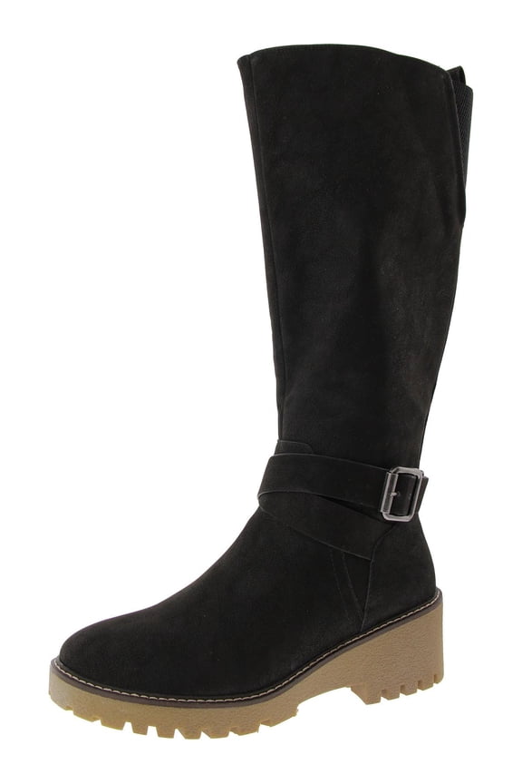 Womens Kathleen Faux Suede Lugged Sole Knee-High Boots