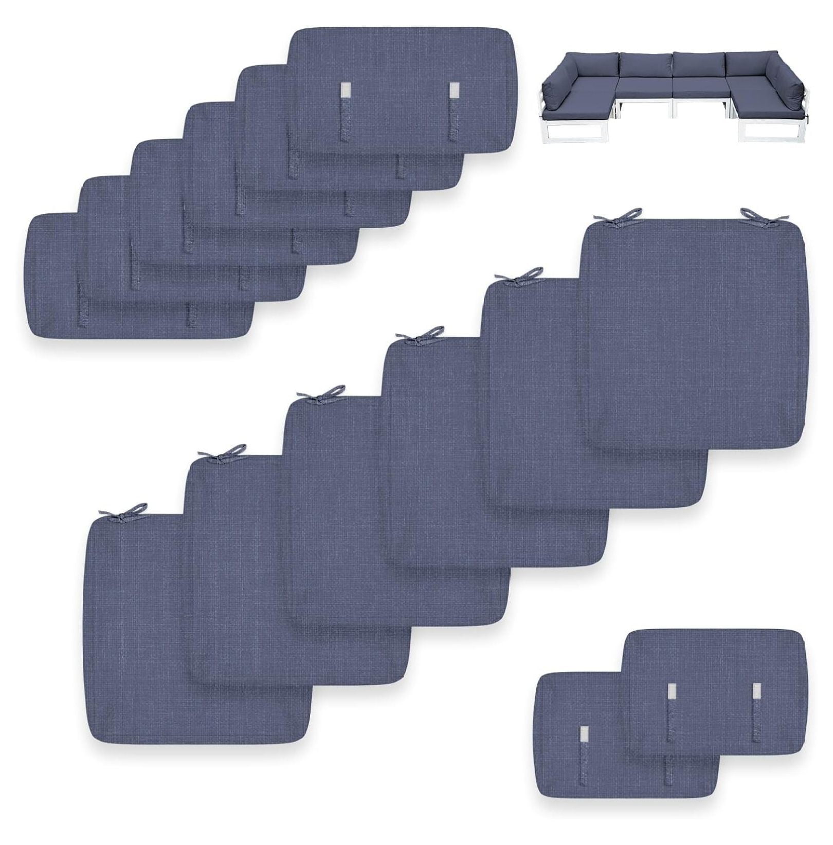MiaHltTia 14 Pack Outdoor Cushions Covers Replacement Water Resistant Patio Cushion Covers with Zipper 28x28 Inch Cushion Slipcovers for Outdoor