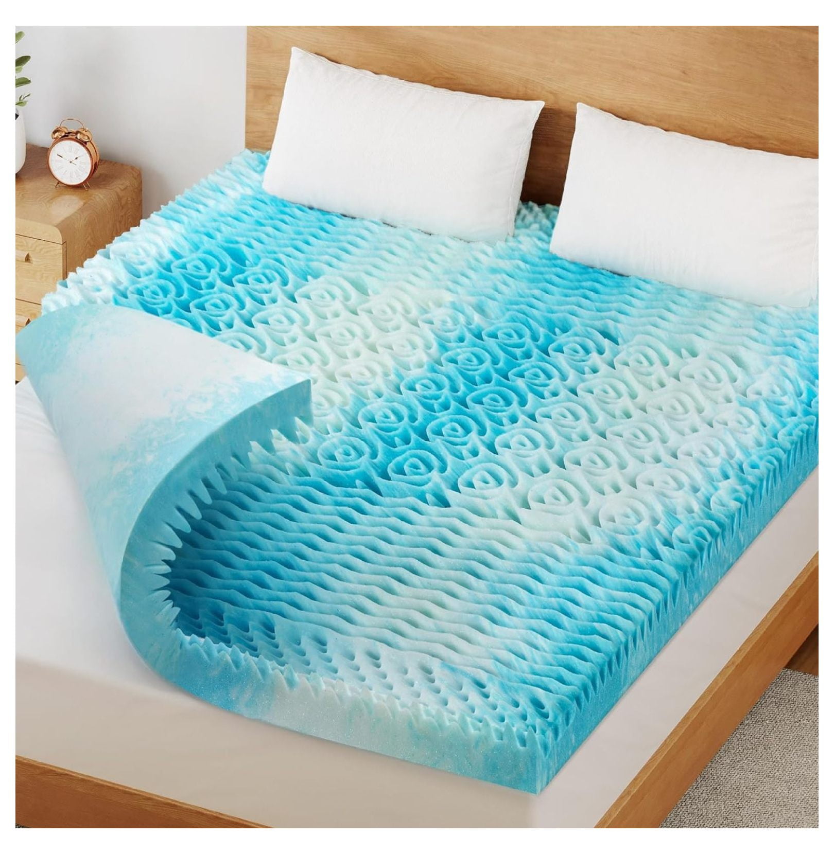 MiaHltTia 3 Inch Mattress Topper Full, 5 Zone Cooling Gel Memory Foam