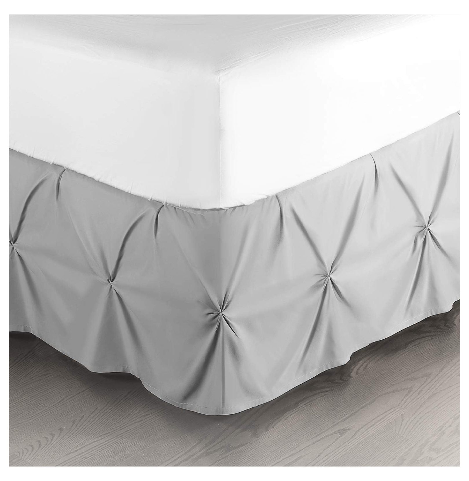 MiaHltTia Light Grey Bed Skirt King Size, Pinch Pleat King Bed Skirt