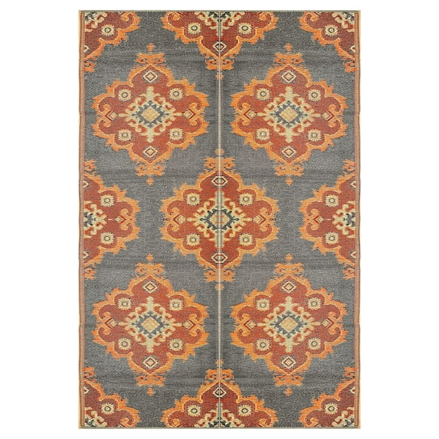 MiaHltTia Outdoor Rugs – 6x9, Orange, Yellow, Grey, patio Durable and Affordable, Multipurpose, Woven Plastic Straw, All-Weather and Waterproof Rug, Reversible Camper mats, recycled