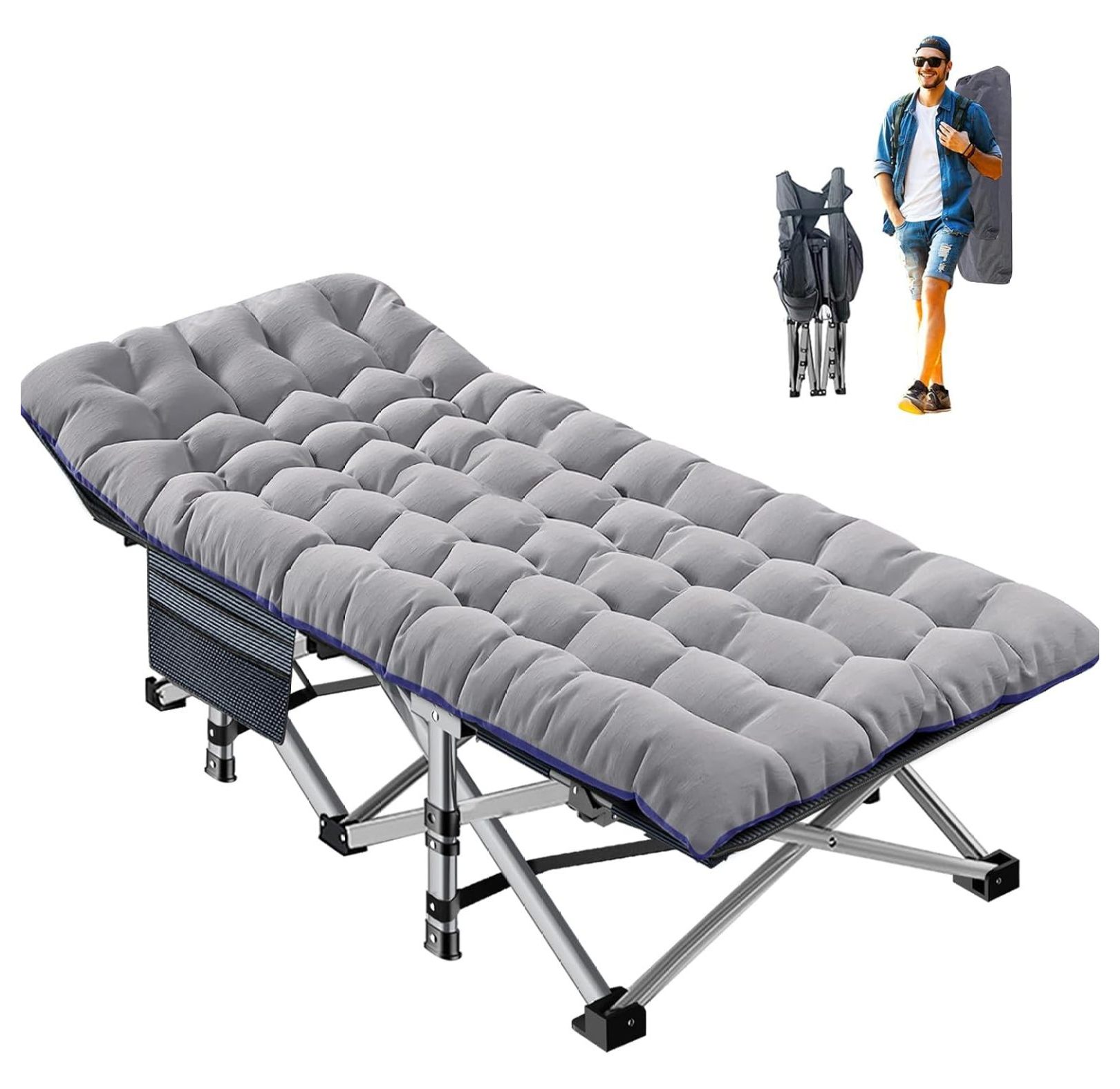 MiaHltTia Oversized Cot, XXL Folding Sleepovers Bed, 78"x32"x18" 900lbLoading Heavy Duty 2