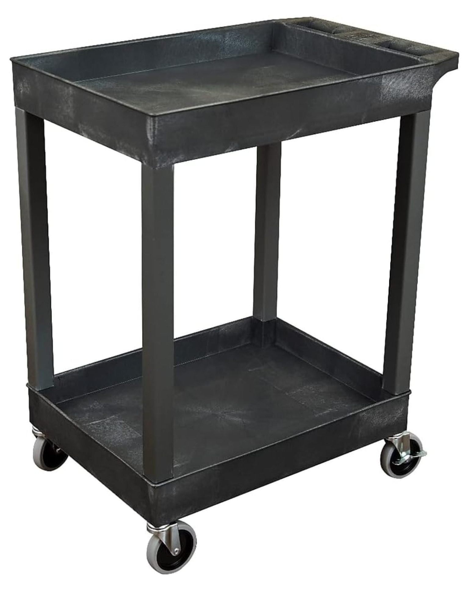 Black Heavy-Duty Two-Shelf Utility Cart with Casters