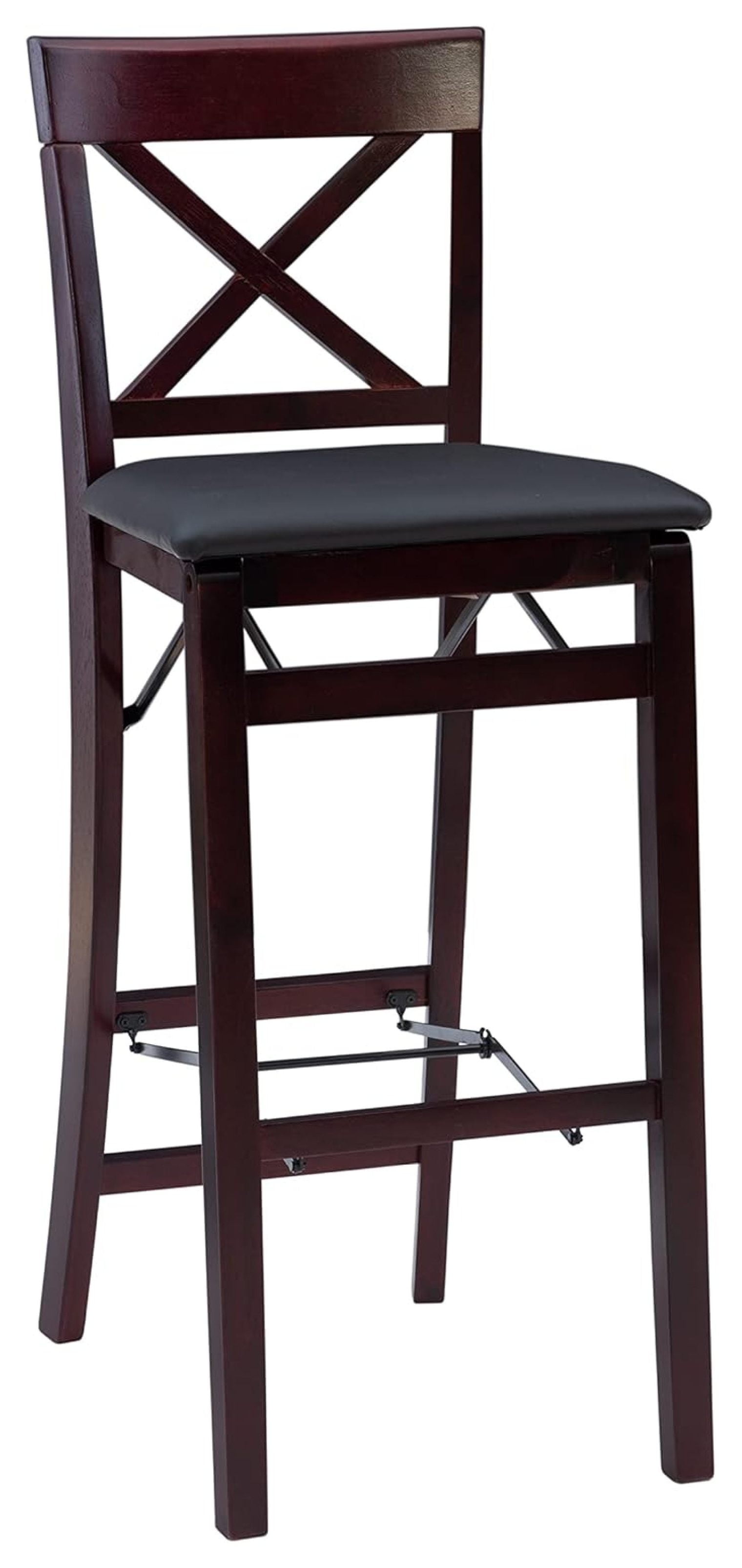 Triena 24" Dark Brown Faux Leather Folding Counter Stool