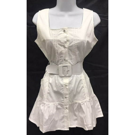 MiaMia ,Sleeveless Shirt , RhineStone Buttons,Matching Belt