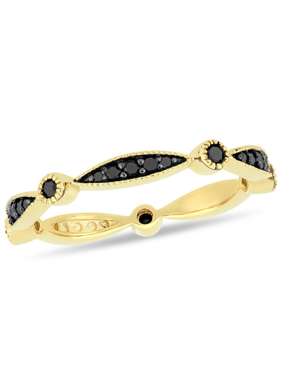 Miabella 1/4 Carat T.W. Black Diamond 10kt Yellow Gold Stacking Ring