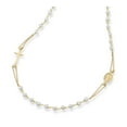 thumbnail image 1 of Miabella 18K Gold Over 925 Sterling Silver Handmade Italian White Freshwater Pearl Ball Beaded Sideways Rosary Cross Necklace for Women, Made in Italy (Length 18 Inch), 1 of 7
