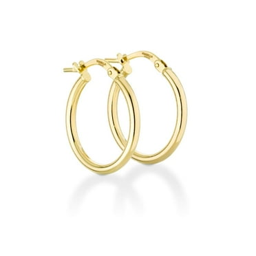Miabella 18K Gold Over Sterling Silver 2mm High Polished Round Tube Hoop Lightweight Earrings for Women Made in Italy (20mm)
