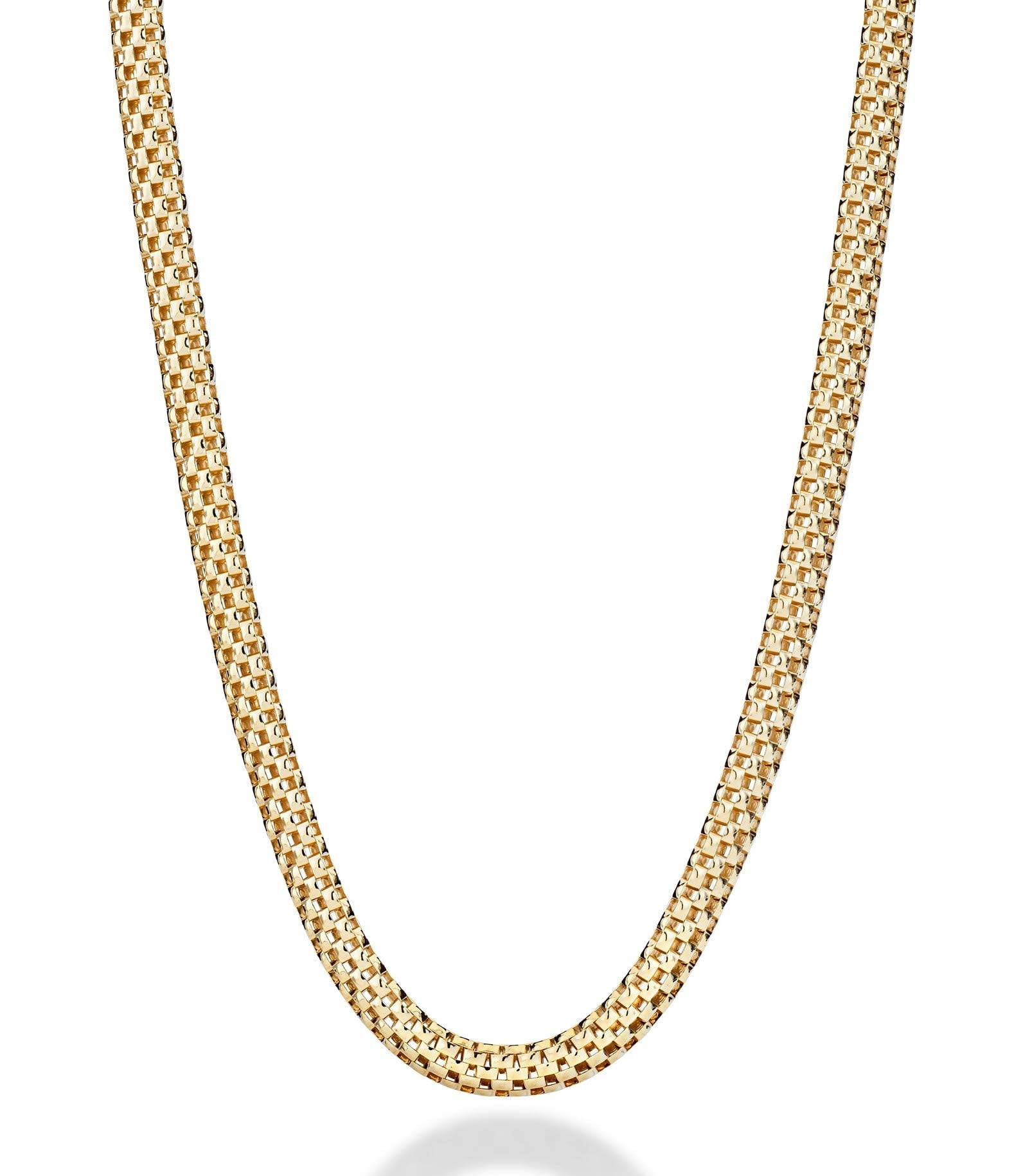 Miabella 18K Gold Over Sterling Silver Italian 4mm Mesh Link Chain Necklace for Women, Made in Italy(16 Inch)
