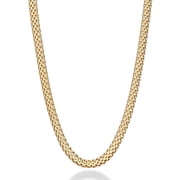 Miabella 18K Gold Over Sterling Silver Italian 4mm Mesh Link Chain Necklace for Women, Made in Italy16 Inch