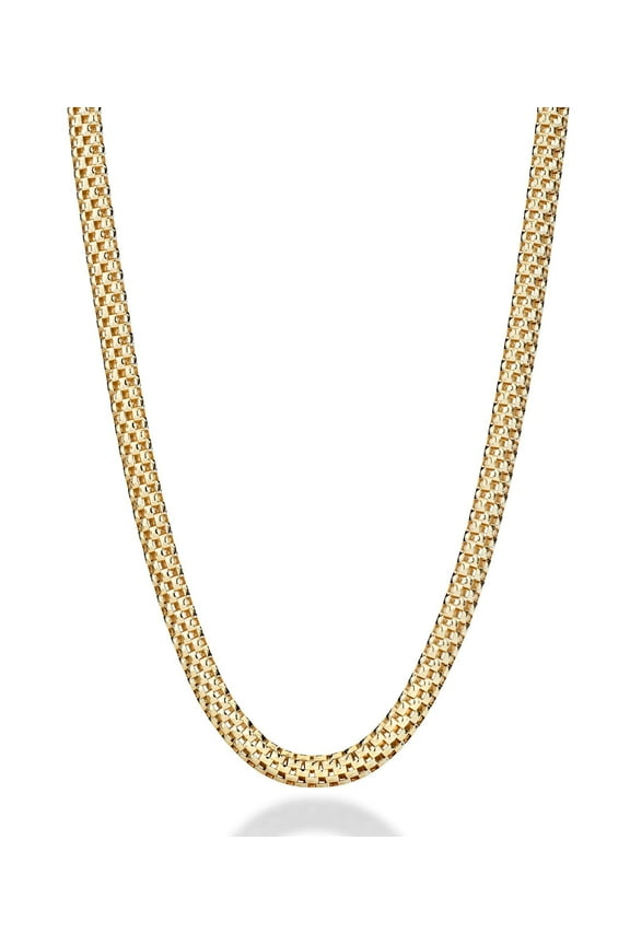 18K Gold Over Sterling Silver Italian 4mm Mesh Link Chain Necklace for Women, Made in Italy(16 Inch)