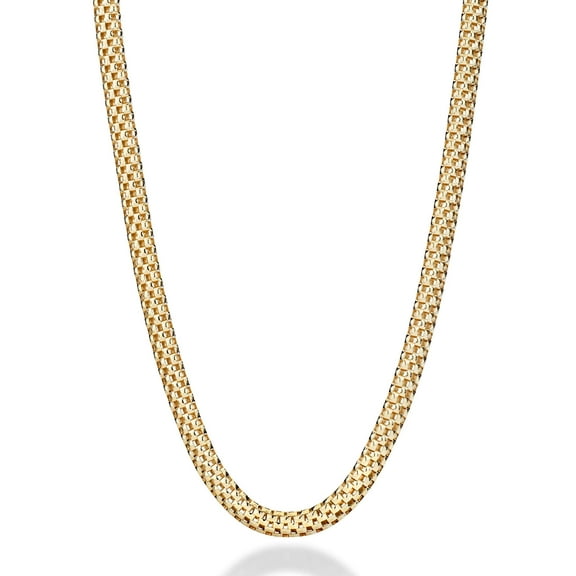 Miabella 18K Gold Over Sterling Silver Italian 4mm Mesh Link Chain Necklace for Women, Made in Italy(18 Inch)