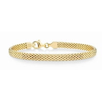 Miabella 18K Gold Over Sterling Silver Italian 5mm Mesh Link Chain Bracelet for Women, 925 Made in Italy (Length 8 Inches)