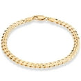 thumbnail image 1 of Miabella 18K Gold Over Sterling Silver Italian 5mm Solid Diamond-Cut Cuban Link Curb Chain Bracelet for Men Women, 925 Made in Italy (7 Inches), 1 of 7