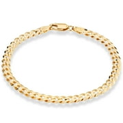 Miabella 18K Gold Over Sterling Silver Italian 5mm Solid Diamond-Cut Cuban Link Curb Chain Bracelet for Men Women, 925 Made in Italy 7 Inches
